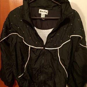 Nylon jogging suit with gold embellishments & stud